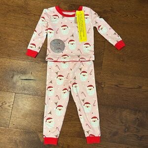 Brand new Mud Pie Santa Glow 12-18 mos Pajama Set - Pink and Red